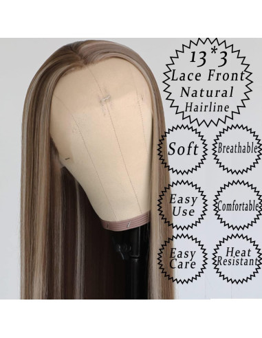 Peluca Sintética Rubia Destacada Aubree 20 Pulgadas 13x3