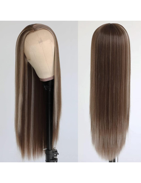 Peluca Sintética Rubia Destacada Aubree 20 Pulgadas 13x3