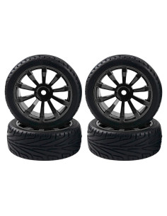 Ruedas de 10 Radios HIRCQOO 12 mm Neumáticos Goma RC 1/10