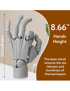 Maniquí de Mano Artista Flexible Sufeasdf 20 Articulaciones Gris 2