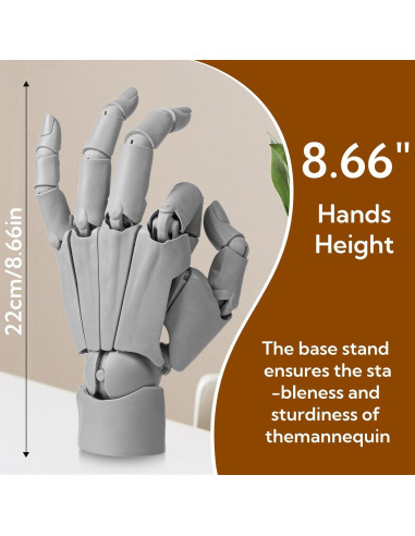 Maniquí de Mano Artista Flexible Sufeasdf 20 Articulaciones Gris