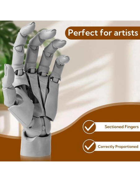 Maniquí de Mano Artista Flexible Sufeasdf 20 Articulaciones Gris