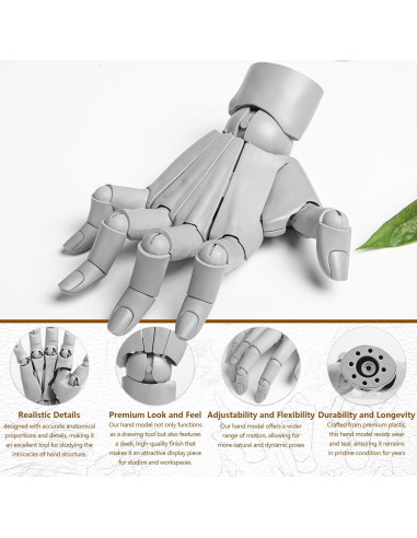 Maniquí de Mano Artista Flexible Sufeasdf 20 Articulaciones Gris