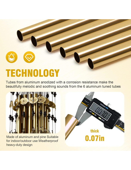 Campanas de Viento YLYYCC 76 cm con 24 Tubos de Cobre y 16 Campanas