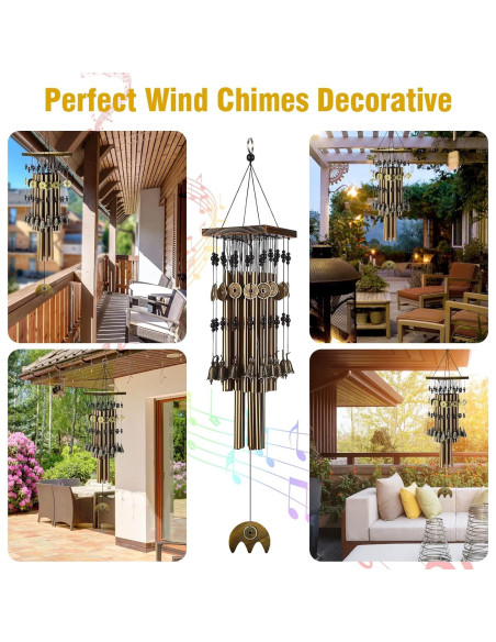 Campanas de Viento YLYYCC 76 cm con 24 Tubos de Cobre y 16 Campanas
