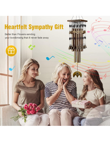 Campanas de Viento YLYYCC 76 cm con 24 Tubos de Cobre y 16 Campanas