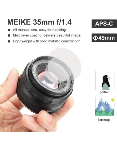 Lente Meike 35mm F/1.4 Manual para Cámaras Sin Espejo Sony