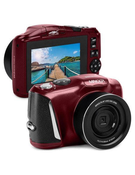 Cámara Digital Minolta MND55 64MP 4K 60FPS WiFi Rojo