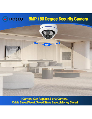 Cámara de Seguridad Domo 5MP 180 Gran Angular HD CCTV