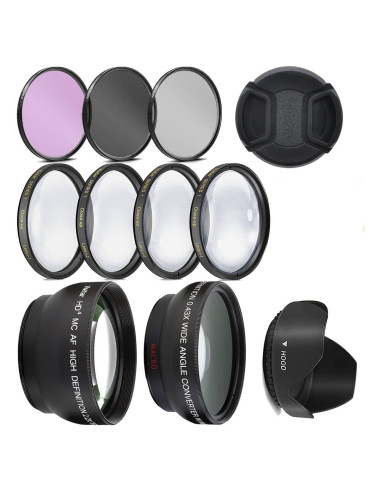 Kit de Lentes y Filtros OPTURA HD 52mm para Nikon D3200 D3000