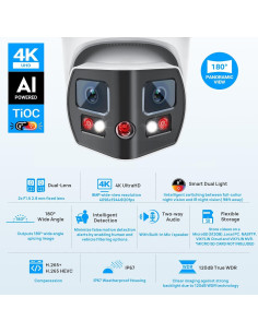 Cámara de Seguridad IP PoE 8MP 4K VIKYLIN Doble Lente 180 2