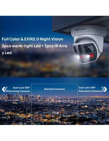 Cámara de Seguridad IP PoE 8MP 4K VIKYLIN Doble Lente 180