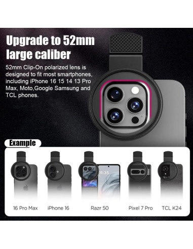 Kit de Filtros CPL para Cámara de Teléfono 52mm Genérico 3Pcs