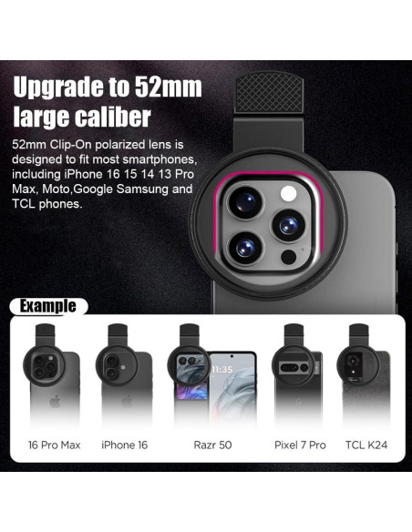 Kit de Filtros CPL para Cámara de Teléfono 52mm Genérico 3Pcs