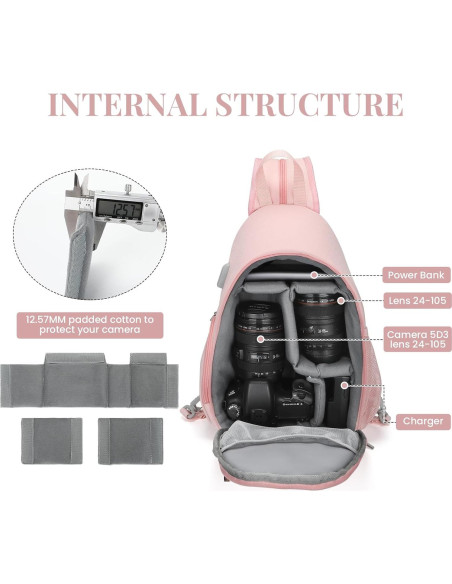 Bolsa de Mensajero para Cámara BAIGIO Rosa 17x10x35cm