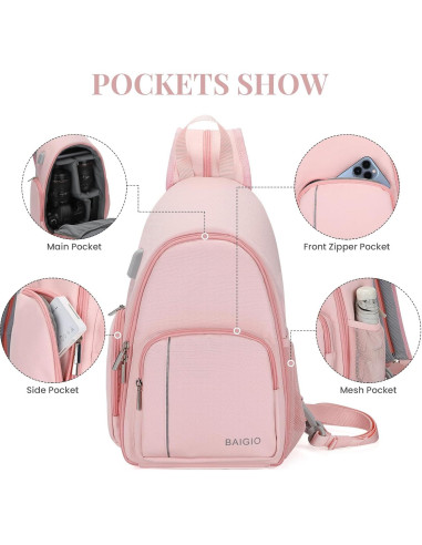 Bolsa de Mensajero para Cámara BAIGIO Rosa 17x10x35cm