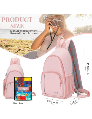 Bolsa de Mensajero para Cámara BAIGIO Rosa 17x10x35cm