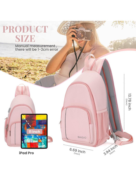 Bolsa de Mensajero para Cámara BAIGIO Rosa 17x10x35cm