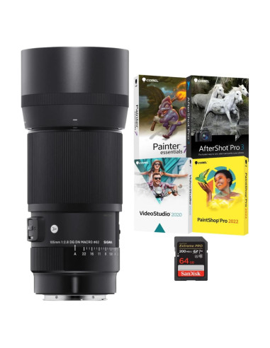 Lente Macro Sigma 105mm f/2.8 Art DG DN Montura L + Software y Tarjeta 64GB