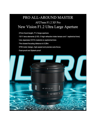Lente VILTROX 27mm F1.2 Pro AF para Fujifilm X - 1.16 kg