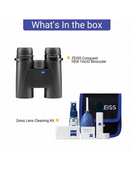 Binoculares Zeiss Conquest HDX 10x32 90% Transm. Luz Negro