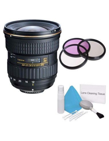 Lente Tokina 12-28mm f/4.0 AT-X Pro APS-C para Canon + Kit de Limpieza y Filtros
