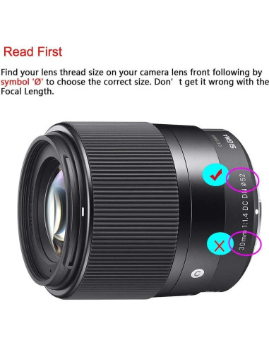 Tapa de lente 52mm MOSTOS para cámaras Sony Alpha