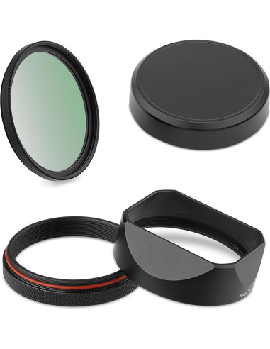 Kit Capucha Lente Cuadrada Haoge + Filtro UV-49mm para Fujifilm