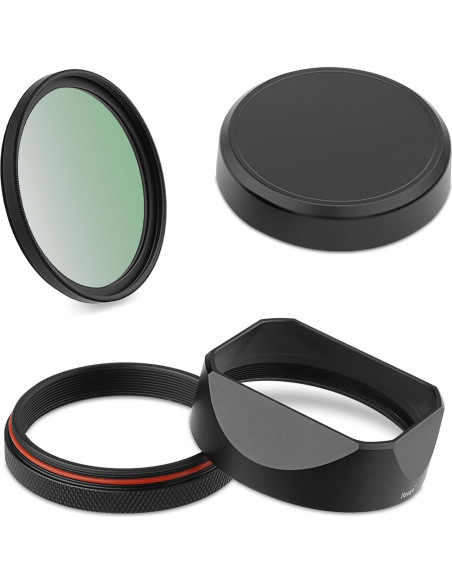 Kit Capucha Lente Cuadrada Haoge + Filtro UV-49mm para Fujifilm