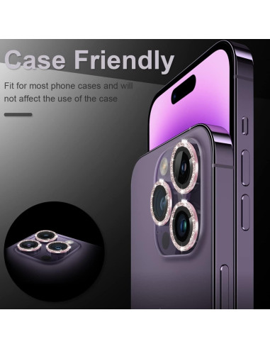 Protector de Lente de Cámara Vidrio Templado 9H iPhone 14 Pro Max Rosa