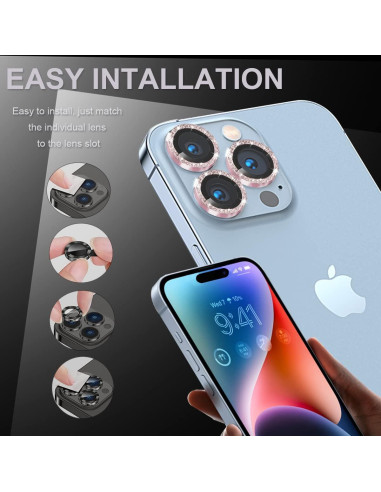 Protector de Lente de Cámara Vidrio Templado 9H iPhone 14 Pro Max Rosa