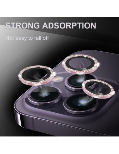 Protector de Lente de Cámara Vidrio Templado 9H iPhone 14 Pro Max Rosa