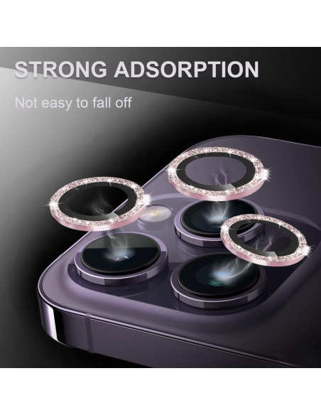 Protector de Lente de Cámara Vidrio Templado 9H iPhone 14 Pro Max Rosa