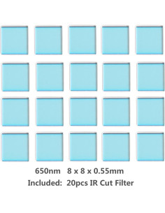20 Filtros IR-Cut 650nm Cuadrados 8x8mm Gzikai para CCTV 2