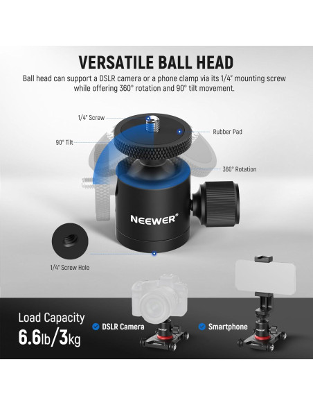 Dolly de Cámara NEEWER SD001 con Cabeza Esférica y Abrazadera Dolly de Cámara NEEWER SD001 con Cabeza Esférica y Abrazadera