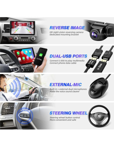 Pantalla Táctil 10.1" Android SizxNanv para Honda Civic 2006-2011