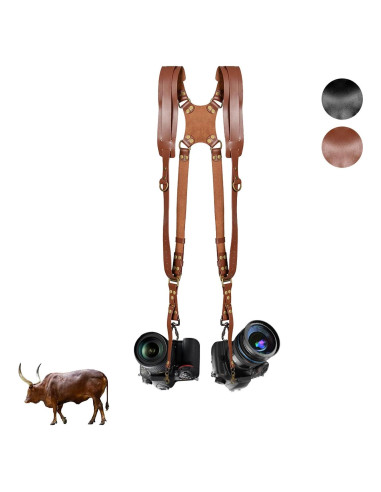 Correa de cámara dual de cuero Kasla para DSLR/SLR - Marrón