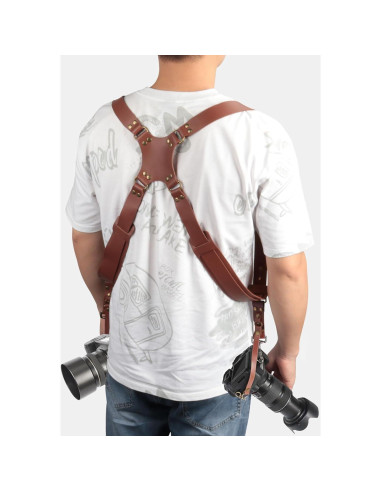 Correa de cámara dual de cuero Kasla para DSLR/SLR - Marrón