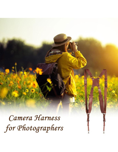 Correa de cámara dual de cuero Kasla para DSLR/SLR - Marrón