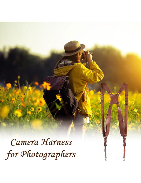 Correa de cámara dual de cuero Kasla para DSLR/SLR - Marrón