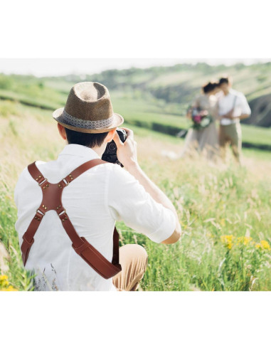 Correa de cámara dual de cuero Kasla para DSLR/SLR - Marrón