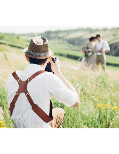 Correa de cámara dual de cuero Kasla para DSLR/SLR - Marrón