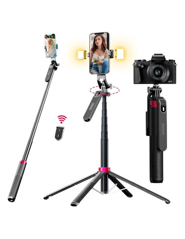 Palo Selfie WOVTE 180 cm con 2 Luces y Control Remoto