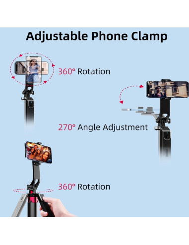 Palo Selfie WOVTE 180 cm con 2 Luces y Control Remoto