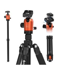 Trípode de Fibra de Carbono GEEKOTO 165 cm 12 kg con Monopie