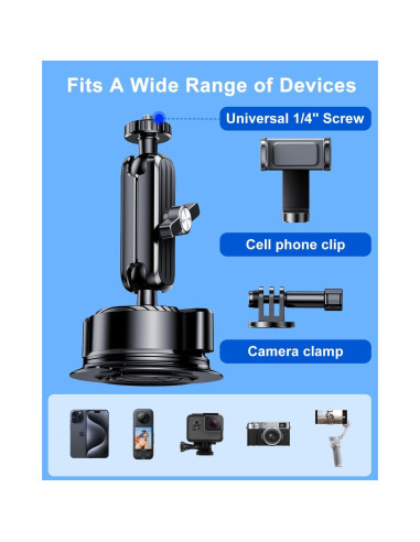 Soporte de Ventosa DICMKY para Cámara y Teléfono - Ajustable