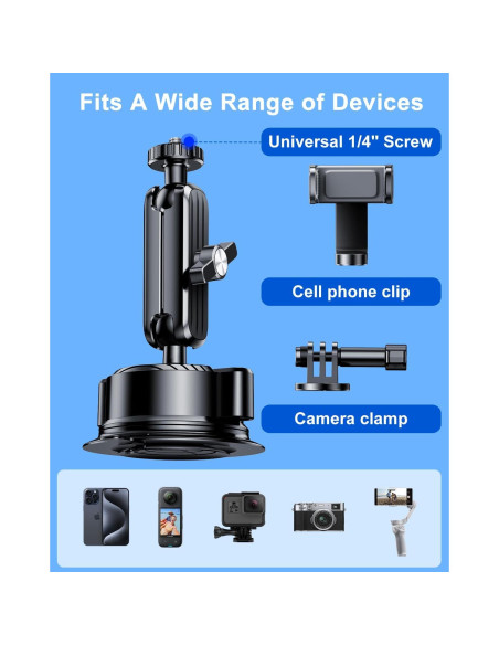 Soporte de Ventosa DICMKY para Cámara y Teléfono - Ajustable
