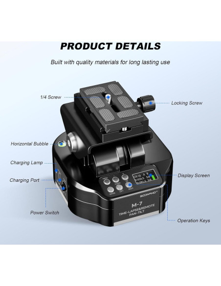 Cabezal motorizado panorámico Soonpho M7 para cámaras y smartphones