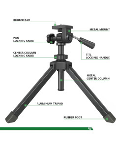 Trípode Compacto de Mesa WEOOEN Ajustable 24.1-34 cm 2