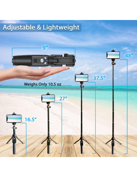 Selfie Stick y Trípode Fugetek 22.86 cm Bluetooth Aluminio